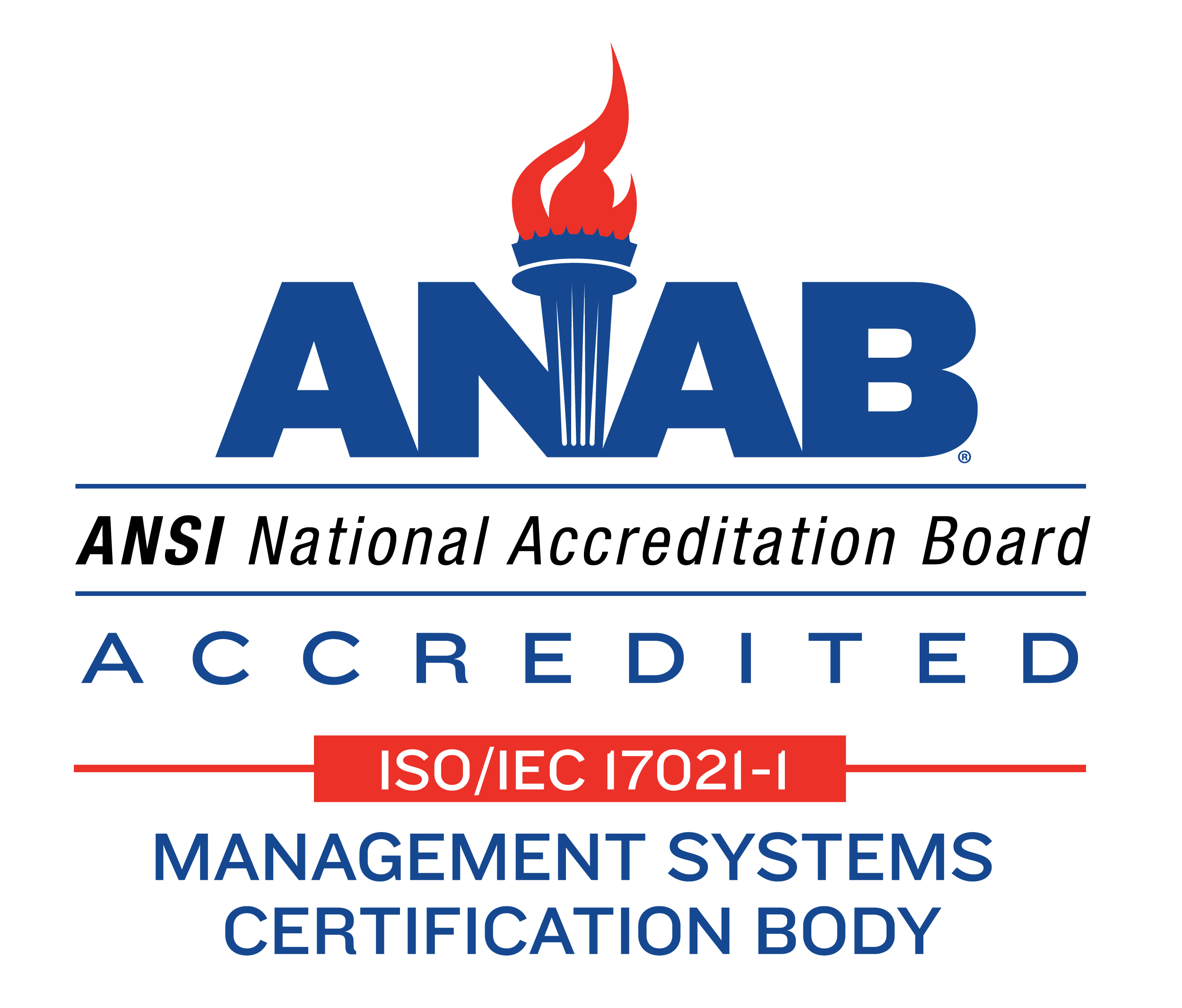ANAB ISO/IEC 17021-1 accredited mark